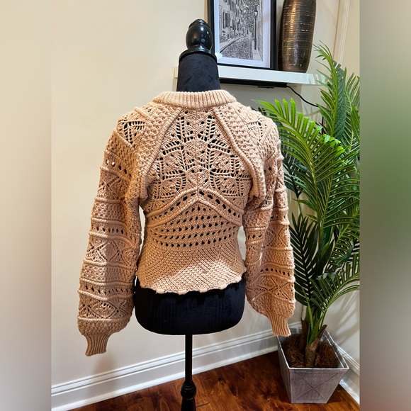 ZARA Taupe Brown Wool Blend Knit Sweater Medium - Picture 9 of 10